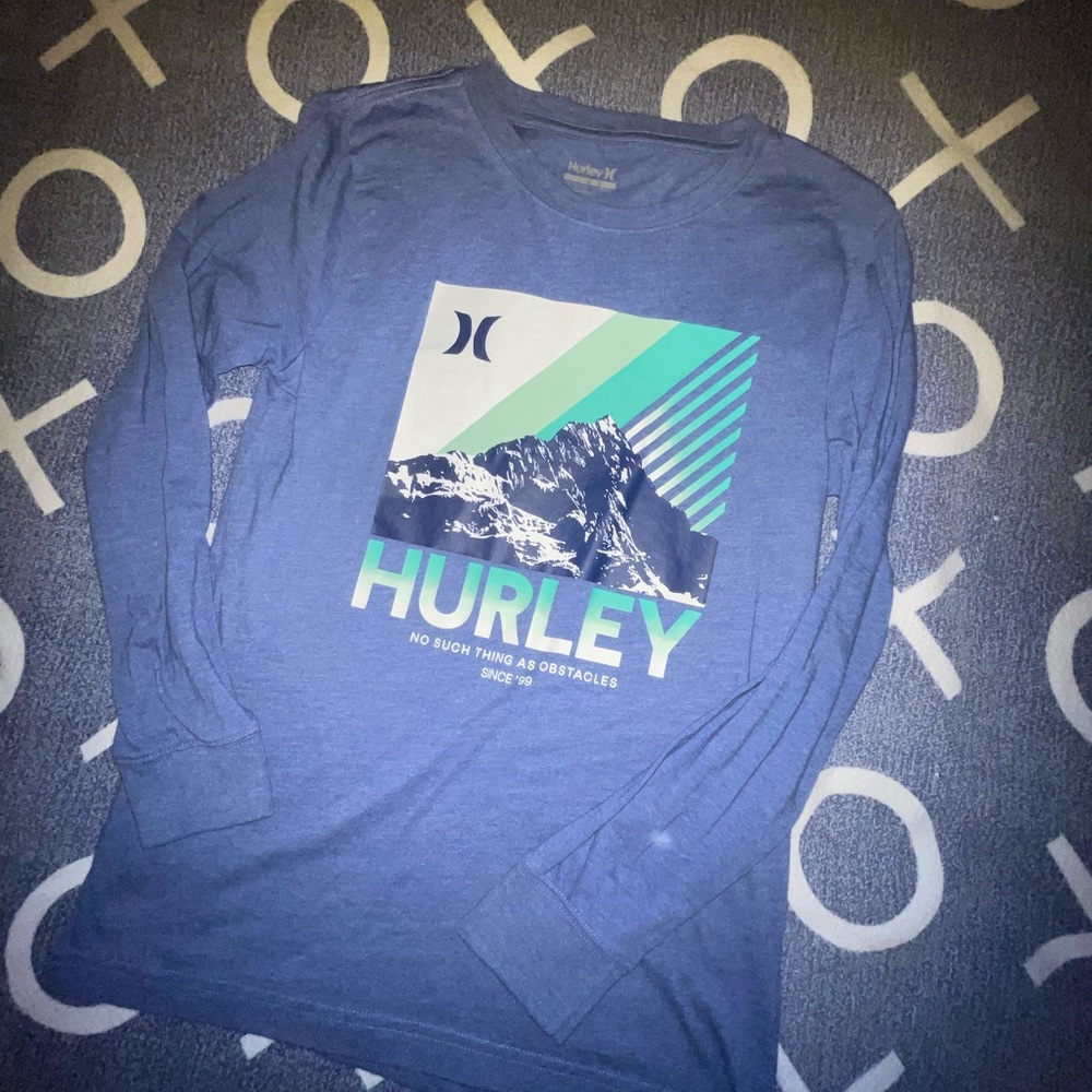 Hurley Blue Graphic Long Sleeve Shirts